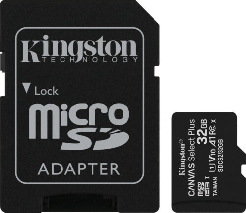 Kingston Micro Secure Digital 32GB microSDXC Canvas select Plus 80R CL10 UHS-I Card + SD Adapter