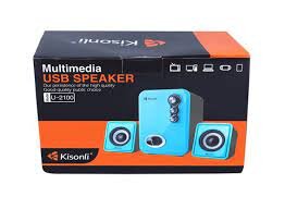 Kisonli Multimedia usb ηχεία / Model: U-2100 Blue/Black 5W+3Wx2/4Ω