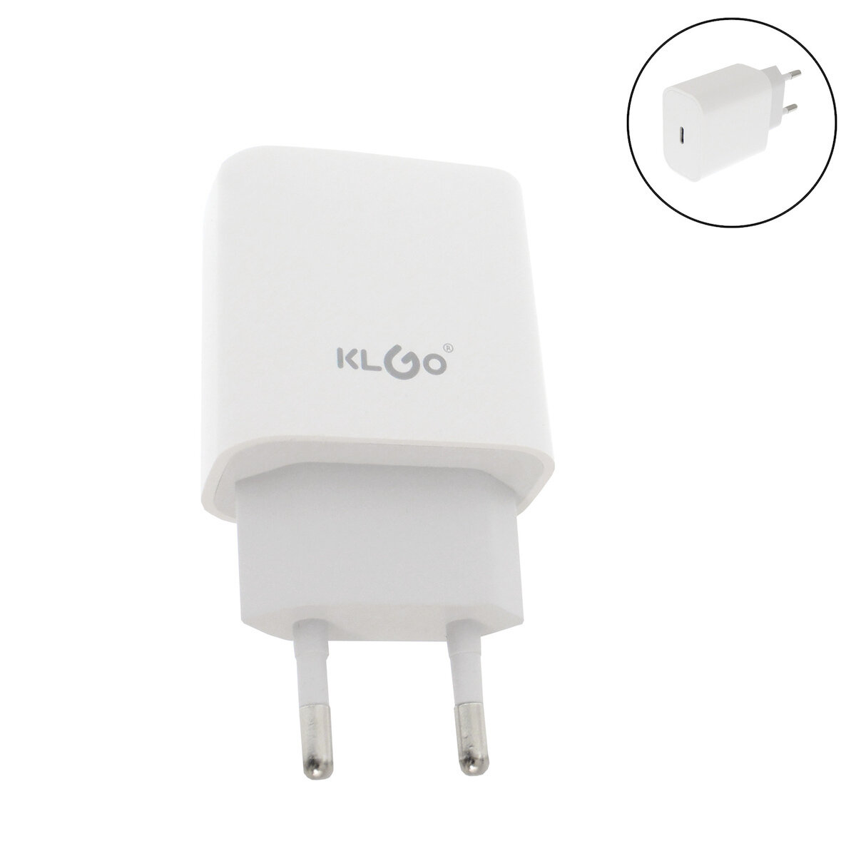 KLGO Φορτιστής γρήγορης φόρτισης 20W 3.0A Type C Λευκός