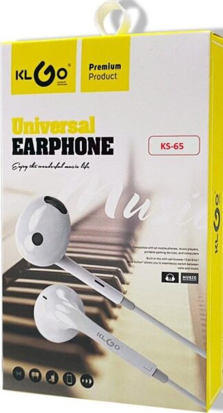 KLGO In-Ear Handsfree με Βύσμα 3.5mm μαύρο - λευκό