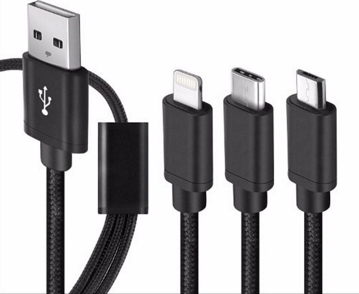 KLGO Καλώδιο Σχοινί 3σε1 High Speed Usb To Lightning Type-C Micro 1m