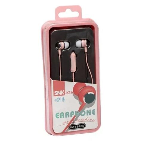 KWY Bass SNK-K16 Handsfree In-Ear 3.5mm Pink