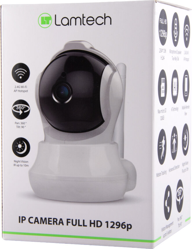 Lamtech IP Κάμερα Παρακολούθησης Wi-Fi 1080p Full HD με Αμφίδρομη Επικοινωνί Φακός 3.6mm Λευκό