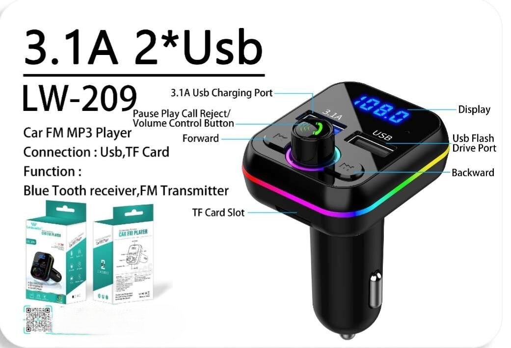 Leewello Ασύρματο Bluetooth FM/MP3 Player Αυτοκινήτου με διπλή USB θύρα
