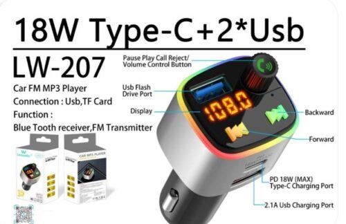 Leewello Ασύρματο Bluetooth FM/MP3 Player Αυτοκινήτου με θύρα Type-C & διπλή USB θύρα