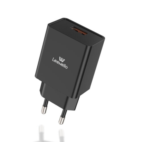 Leewello Φορτιστής με Θύρα USB-A και Καλώδιο USB Type-C 20W Μαύρο