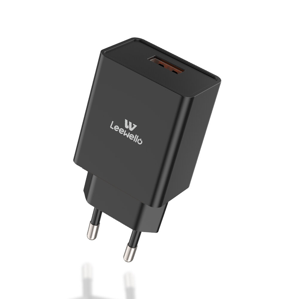 Leewello Φορτιστής με Θύρα USB-A και Καλώδιο USB Type-C 20W Μαύρο