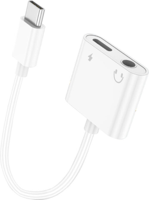 LeeWello Μετατροπέας Type-C Αρσενικό σε 3.5mm Jack & Type-C Θηλυκό λευκό