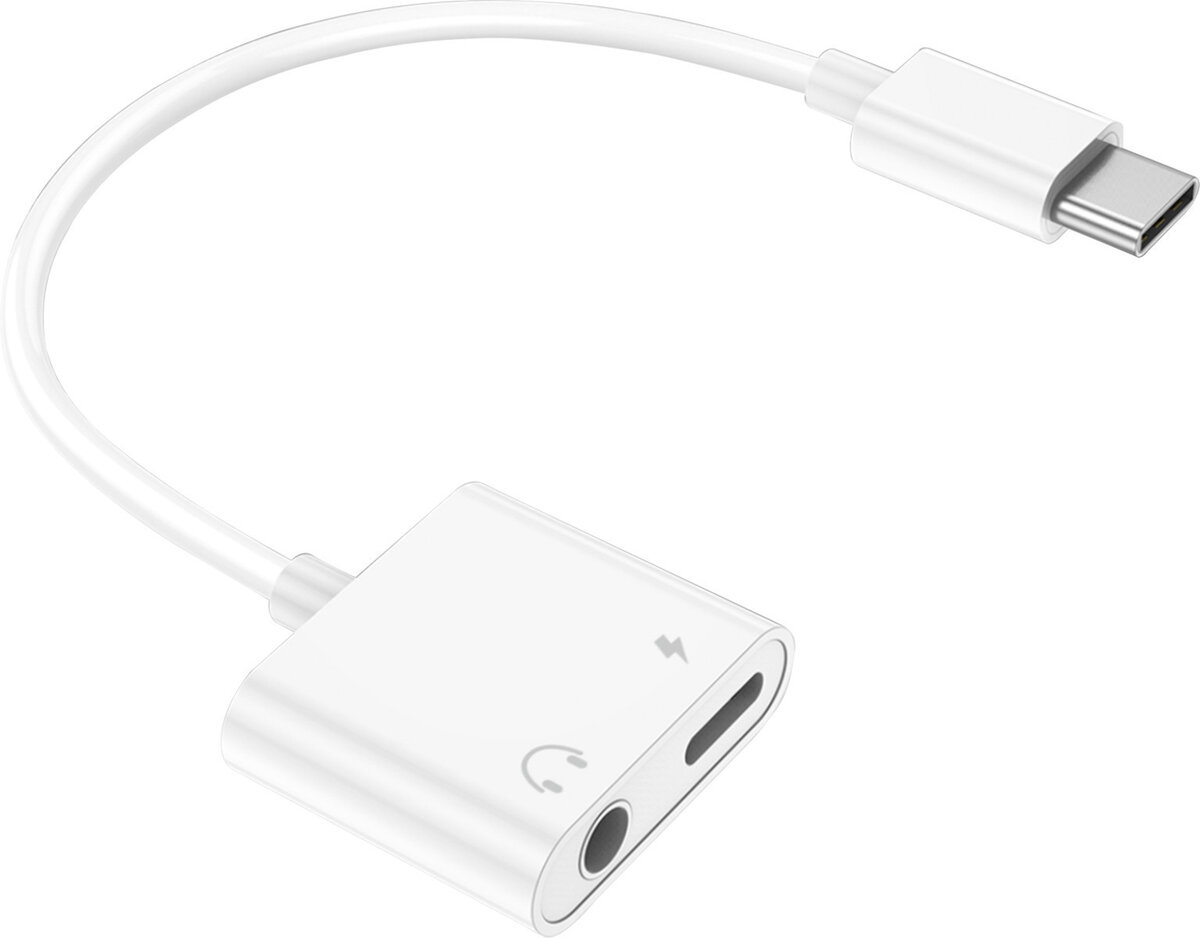 LeeWello Μετατροπέας Type-C Αρσενικό σε 3.5mm Jack & Type-C Θηλυκό λευκό