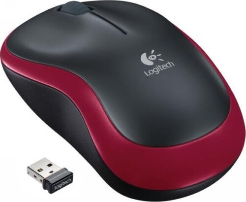 Logitech Ασύρματο Ποντίκι Μαύρο Κόκκινο M185