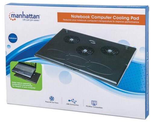 Manhattan N/b Cooling Pad Usb 3fans Black