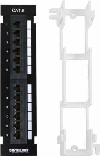 Manhattan Patch Panel για Rack 1U 12 Θυρών Cat6 UTP Επίτοιχο Μαύρο