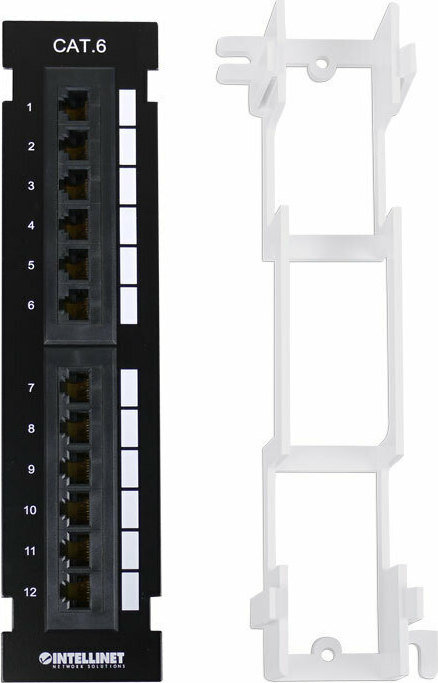 Manhattan Patch Panel για Rack 1U 12 Θυρών Cat6 UTP Επίτοιχο Μαύρο