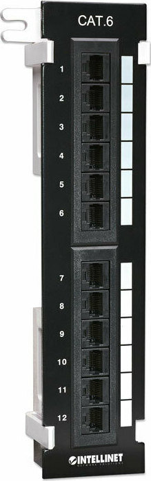 Manhattan Patch Panel για Rack 1U 12 Θυρών Cat6 UTP Επίτοιχο Μαύρο
