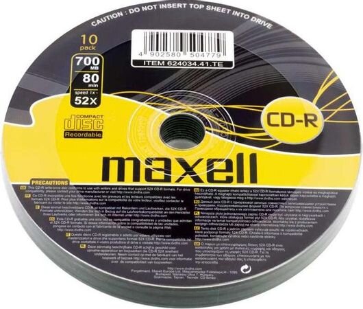 Maxell CD-R 700MB 80min με Ταχύτητα Εγγραφής 52x 10τμχ Cake Box