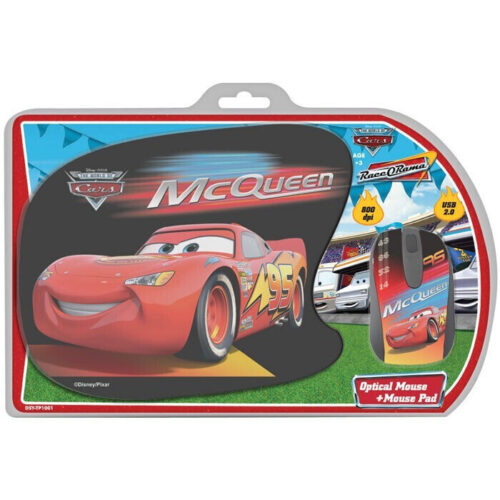McQueen Σετ mini οπτικό ποντίκι και mousepad με μοτίβο CARS, 1000 dpi