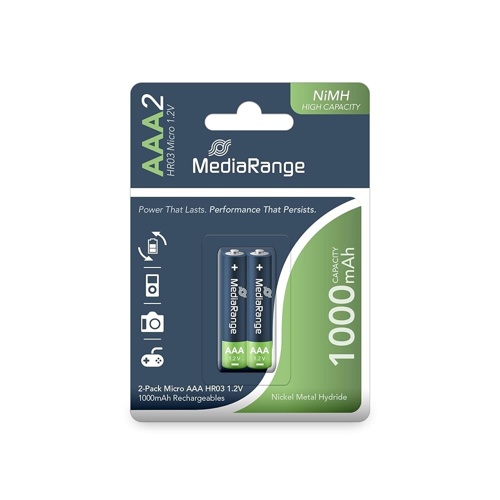 MediaRange Επαναφορτιζόμενες Μπαταρίες High Cap NiMH AAA 1,2 V (HR03), 2τεμ