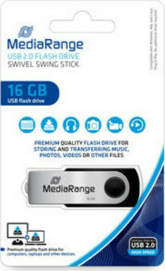 MediaRange USB 2.0 Flash Drive 16GB Black/Silver