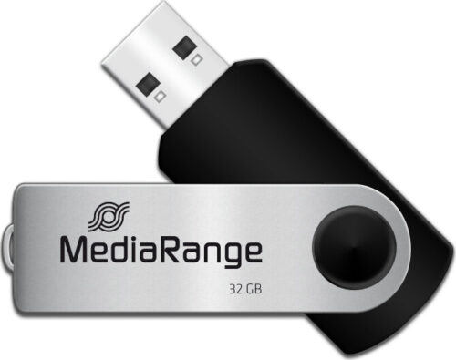 MediaRange USB 2.0 Flash Drive 32GB, Black/Silver
