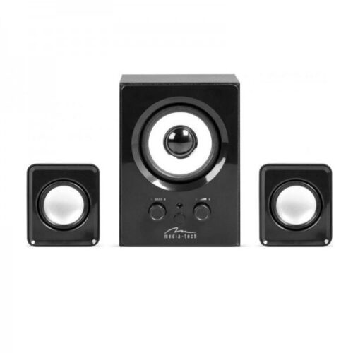 Mediatech Speakers Tumba 2.1 Channel With Wooden Woofer, 12w Rms