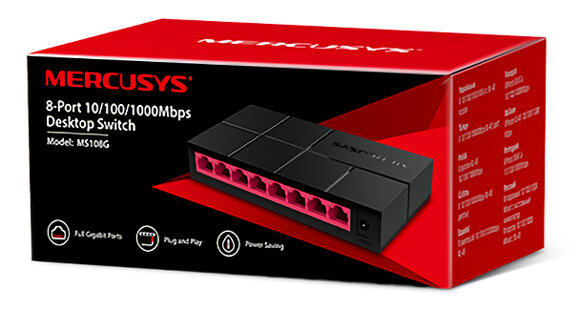 Mercusys Desktop Switch MS108G με 8 Θύρες Gigabit (1Gbps) Ethernet x 10/100/1000 Mbps Ver. 1.0