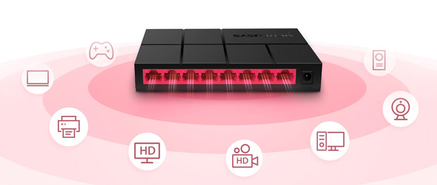 Mercusys Desktop Switch MS108G με 8 Θύρες Gigabit (1Gbps) Ethernet x 10/100/1000 Mbps Ver. 1.0
