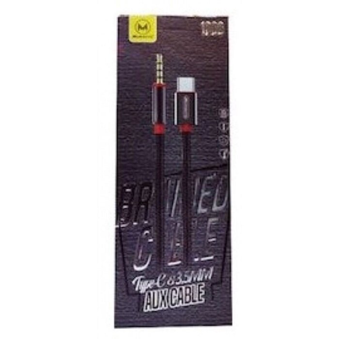 Mimacro Καλώδιο με Πλεκτή Επένδυση USB 2.0 USB-C Αρσενικό - 3.5mm Jack Αρσενικό 1m Μαύρο