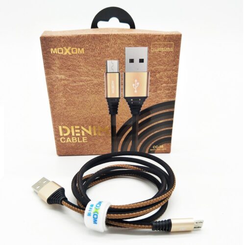 Moxom Denim USB 2.0 Καλώδιο micro USB Αρσενικό σε USB-A Αρσενικό με Πλέξη 2.4A 1m μαύρο-καφέ