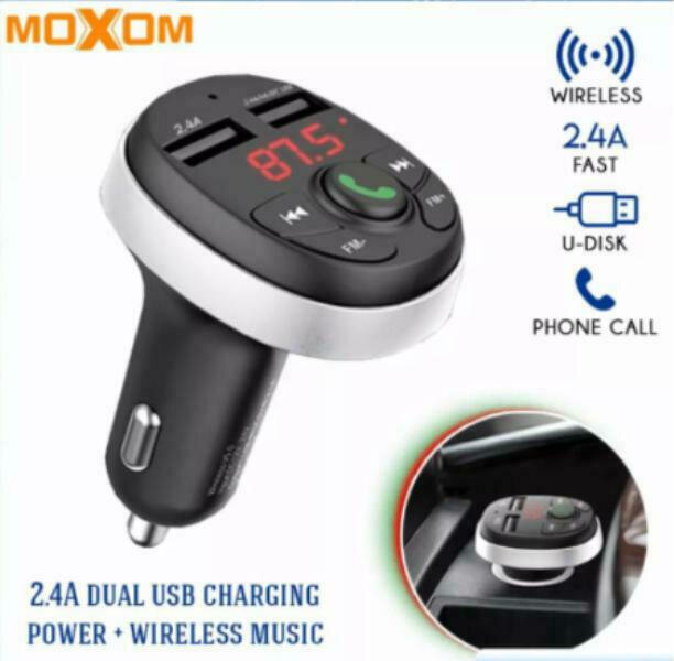 MOXOM Διπλός Φορτιστής Αυτοκινήτου 2 USB Fm Transmitter Bluetooth Hands-Free 2.4Α με LED Οθόνη