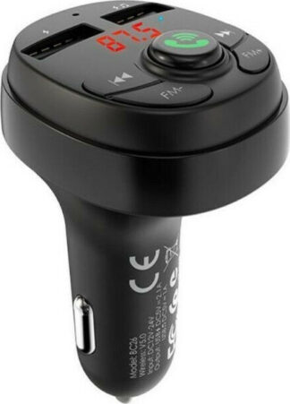 MOXOM Διπλός Φορτιστής Αυτοκινήτου 2 USB Fm Transmitter Bluetooth Hands-Free 2.4Α με LED Οθόνη