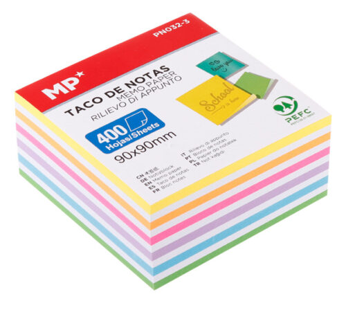 MP αυτοκόλλητα χαρτάκια σημειώσεων 90x90mm 400τμχ χρωματιστά