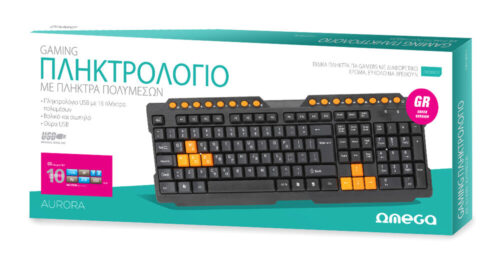 OMEGA Gaming Ενσύρματο Πληκτρολόγιο Aurora USB Μαύρο