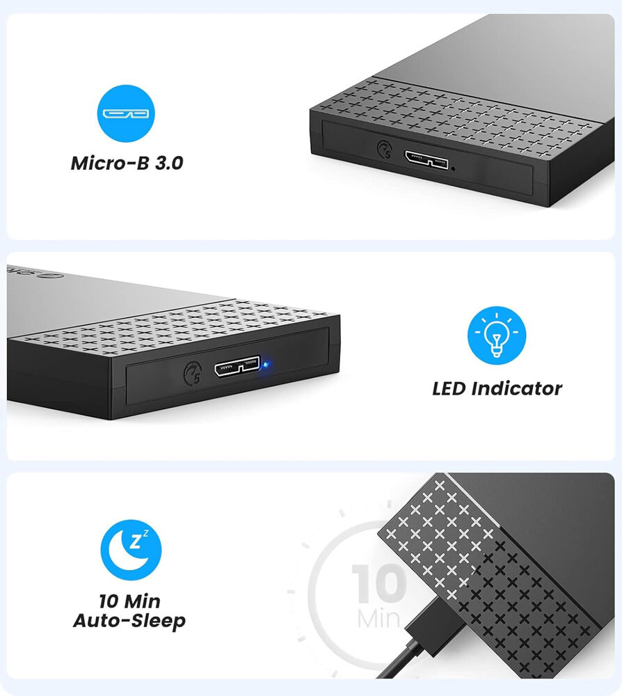 Orico Θήκη Για 2.5" SATA HDD/SSD 2526U3-V1 5Gbps Μαύρη