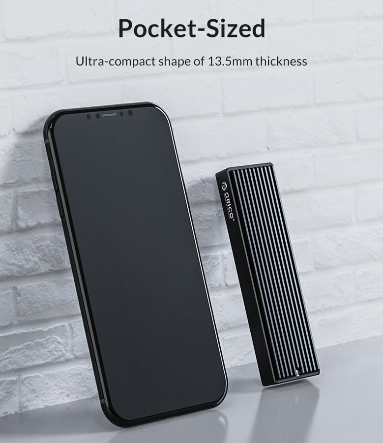 ORICO θήκη για Μ.2 B key SSD USB 3.1 5Gbps έως 2TB μαύρο