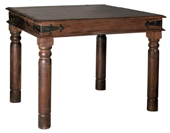 Ostia Τραπέζι 80X80Cm Χωρίς Συρτάρι Medium Dark Ινδικό Σχέδιο