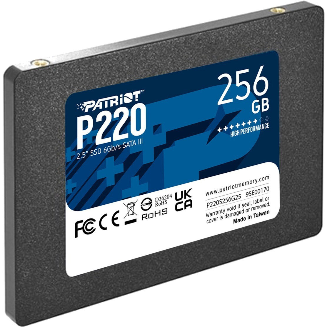 Patriot P220 2.5'' SSD 256GB, Sata 3, 6Gb/s, 550MBs Read & 500MBs Write 50K/40K