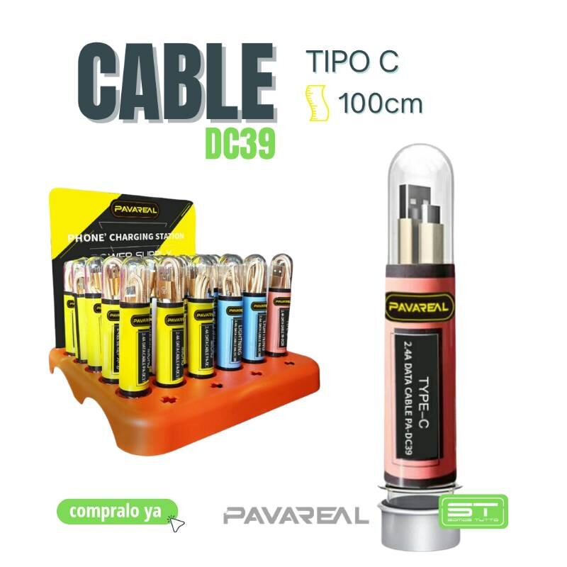 PAVAREAL DC39 Καλώδιο Type-C 100cm ~ 5A Black