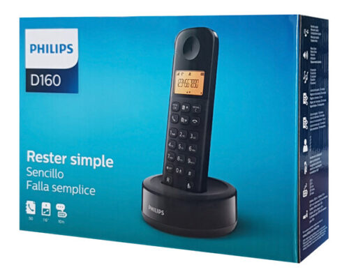 Philips ασύρματο τηλέφωνο D1601B/34 με ελληνικό μενού μαύρο