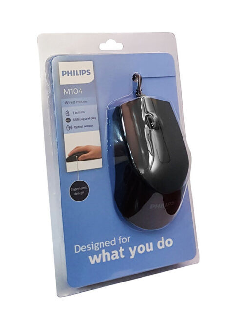 Philips Ενσύρματο Ποντίκι 1200DPI USB 3 Πλήκτρα Μαύρο
