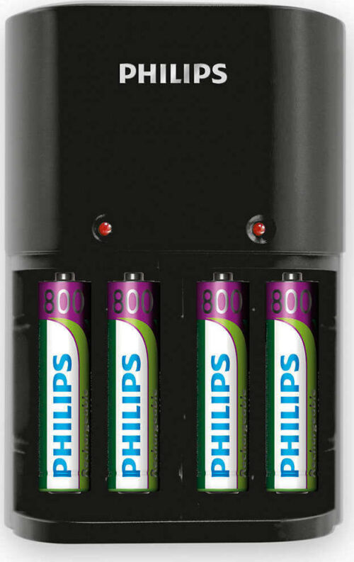 Philips Φορτιστής Μπαταριών AA & AΑΑ NiMH με 4x AAA Μαύρος