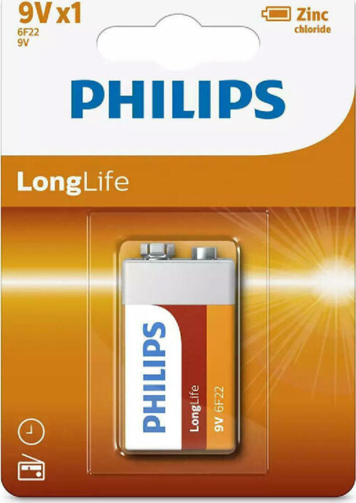 Philips LongLife Zinc Chloride Μπαταρία 6F22 9V 6F22L1B