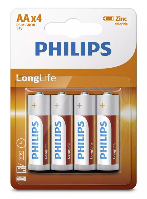 Philips Longlife Zinq Chloride Μπαταρίες AA R6 Mignon 4Τμχ