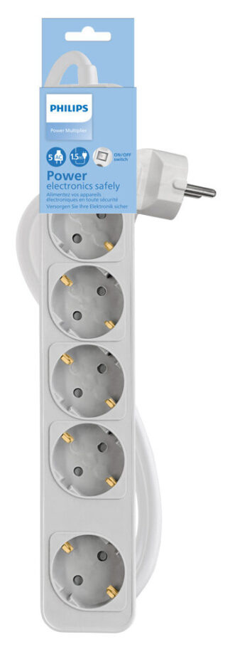 Philips Πολύπριζο 5x Schuko 16A 1.5m Λευκό