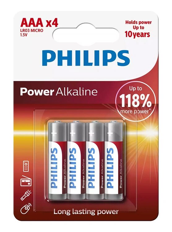Philips Power Αλκαλικές Μπαταρίες LR03P4B/5 AAA LR03 1.5V 4τμχ