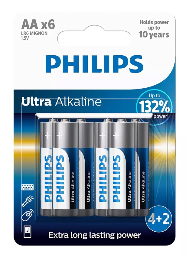 Philips Ultra Αλκαλικές Μπαταρίες Lr6e6bp/10 Aa Lr6 1.5v 6τμχ