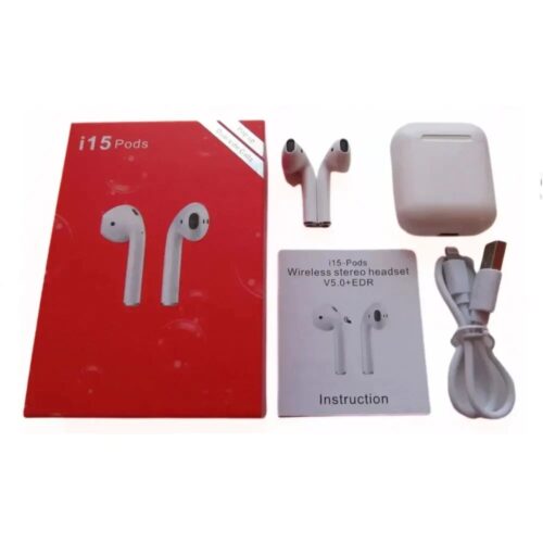 Pods i15 Ακουστικά Bluetooth 5.0 συμβατά με Android και iOS – Λευκό