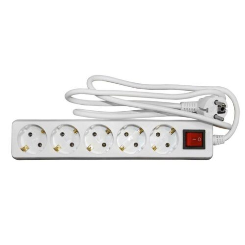 Πολύπριζο Με Καλώδιο Και Διακόπτη 3x1mm 1.5μ Καλώδιο 5 Σούκο Λευκό
