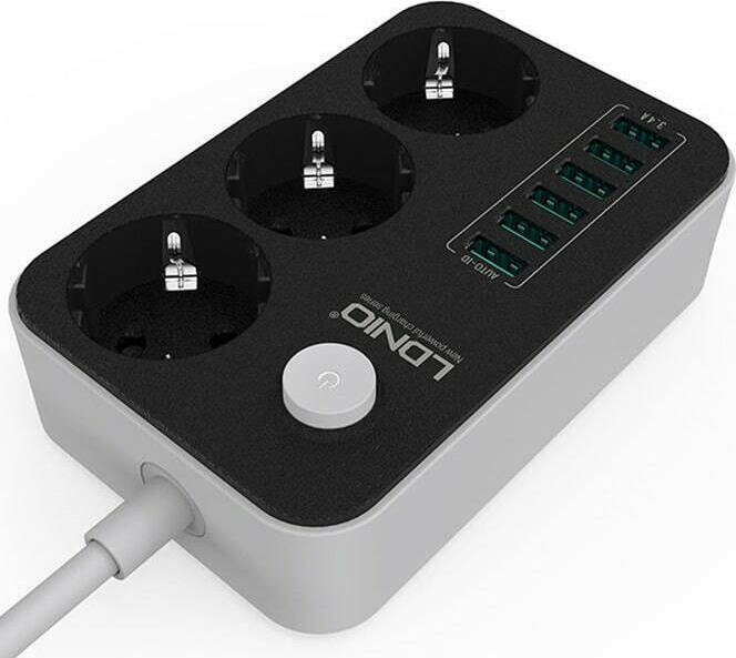 Πολύπριζο Ldnio Με 3 Power Socket & 6 Θύρες Φόρτισης Usb 3.4A