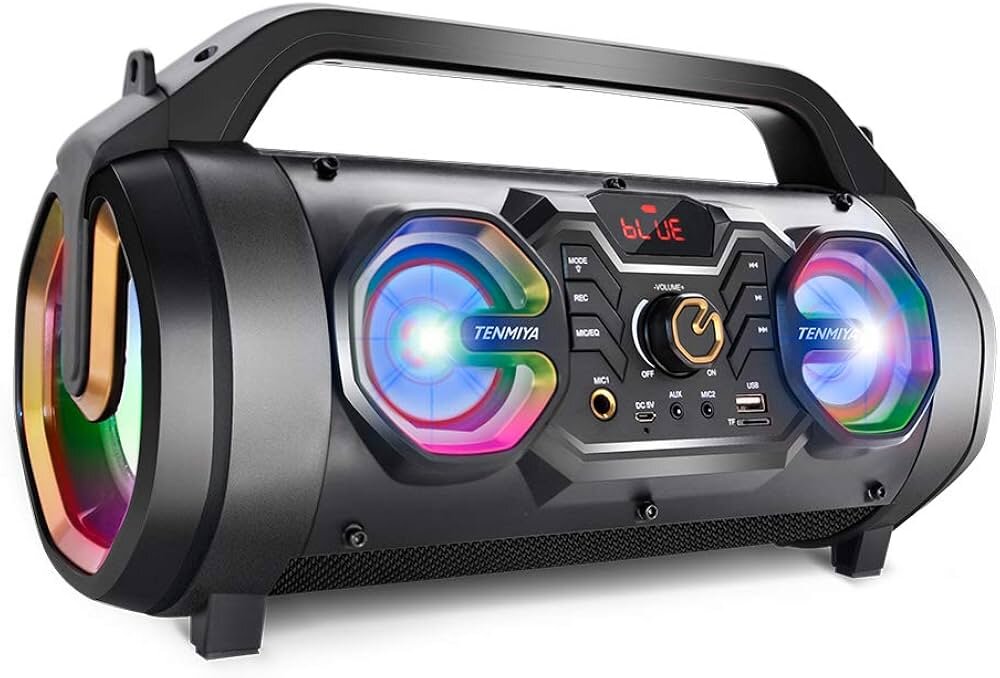 Portable Speaker 30W with FM Radio Micro Memory Card USB Bluetooth AUX Light / Gray