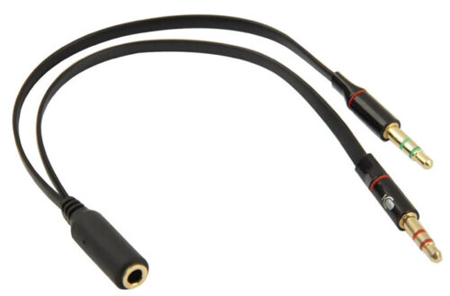 Powertech Αντάπτορας 2x 3.5mm Αρσενικό σε 3.5mm Θηλυκό 0.2m Μαύρο